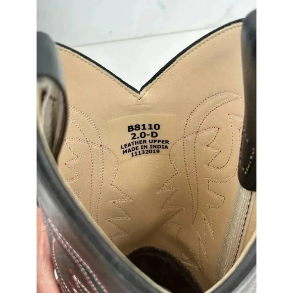 Cody James Kids Pull On Mid Calf Cowboy Western Black Leather Boots Sz 21 - Picture 9 of 13